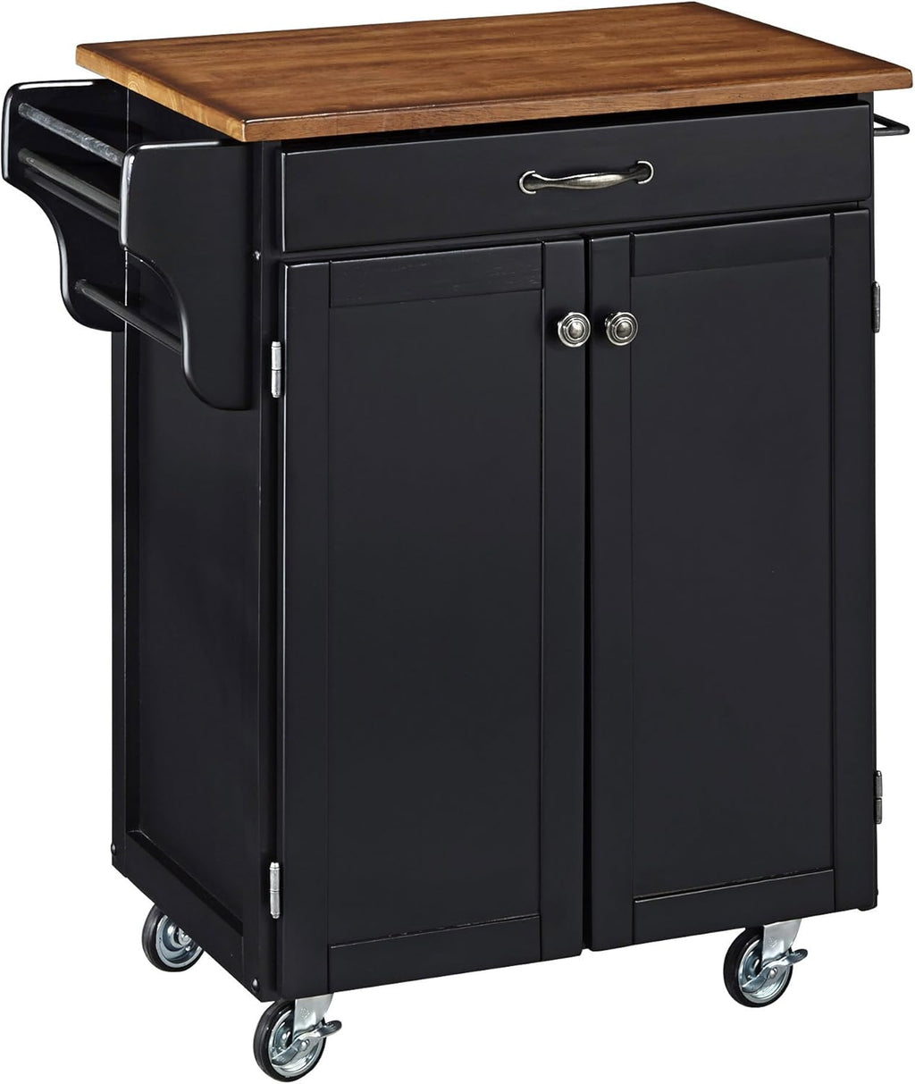 Cherry 2 Door Cabinet Kitchen Cart with Oak Top S210