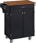 Cherry 2 Door Cabinet Kitchen Cart with Oak Top S210