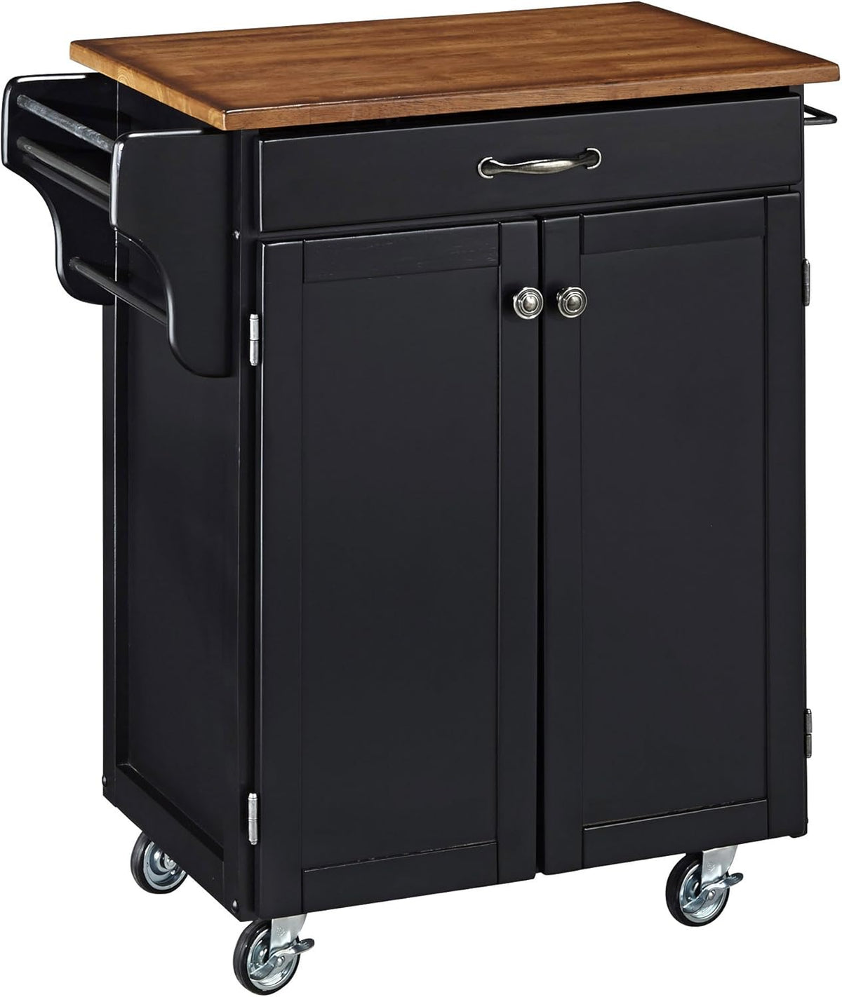 Cherry 2 Door Cabinet Kitchen Cart with Oak Top S210