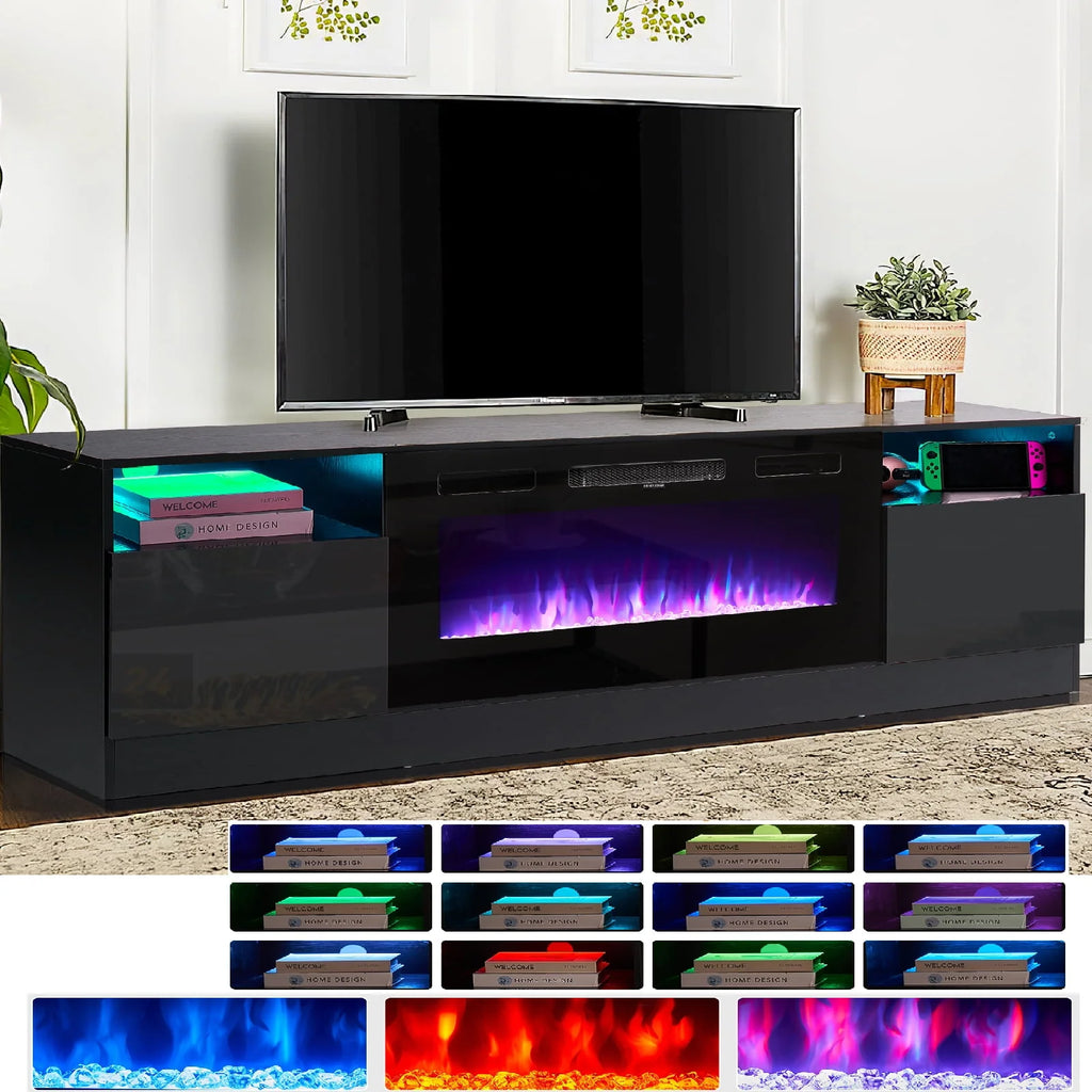 Black Fireplace TV Stand up to 80" with 36'' Electric Fireplace T9454