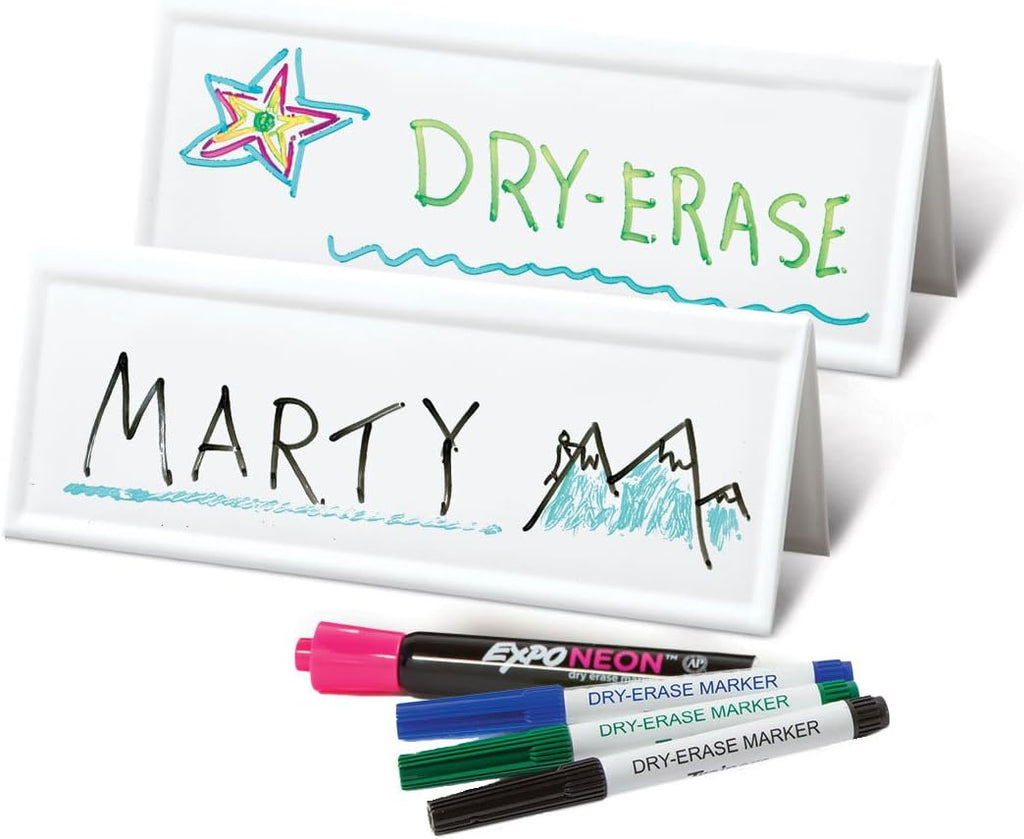 White Dry-Erase Name Tent Cards, 8.75 x 3, 10 Pack I815404