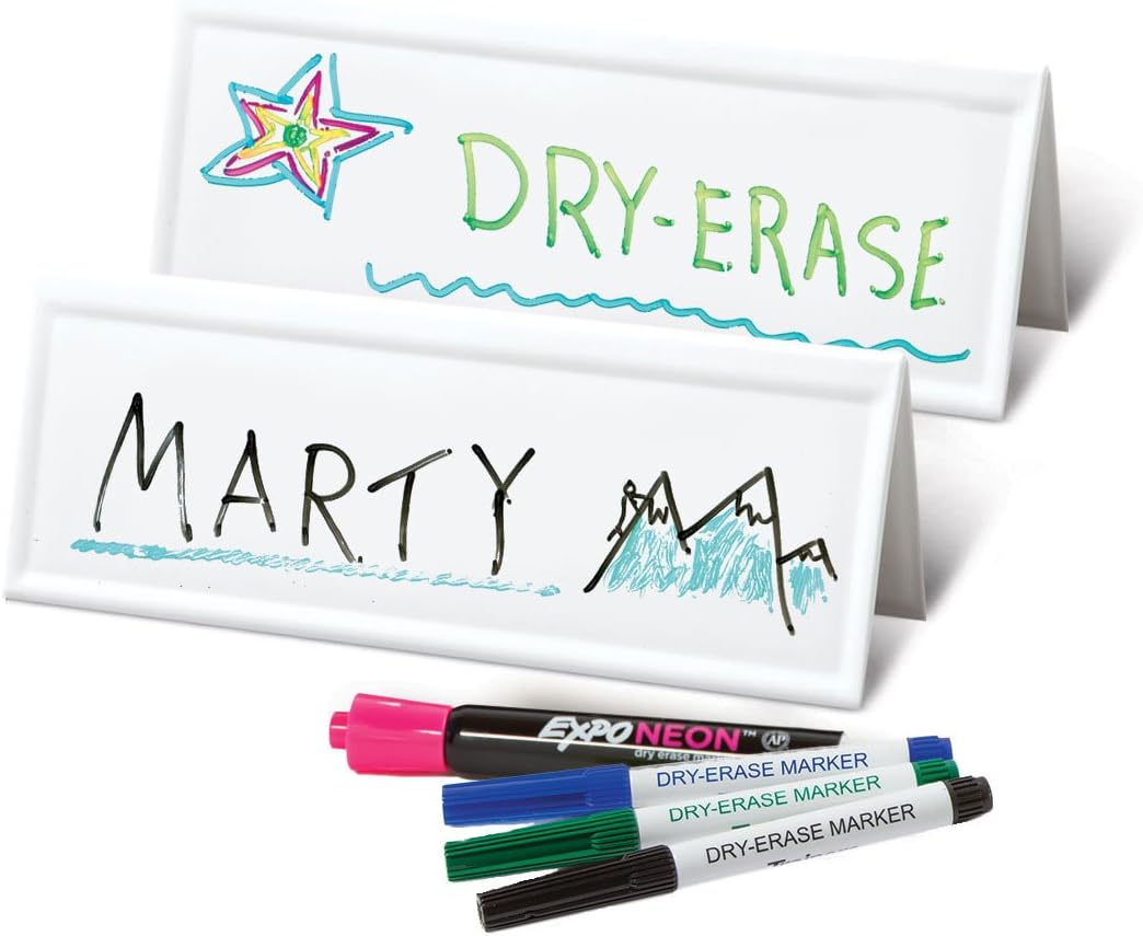 White Dry-Erase Name Tent Cards, 8.75 x 3, 10 Pack I815404