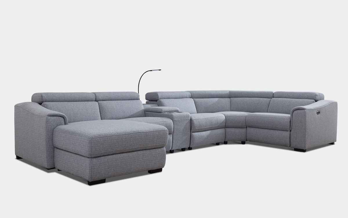 Light Grey 6 Pc Reclining Sectional with Left Hand Facing Chaise H40763