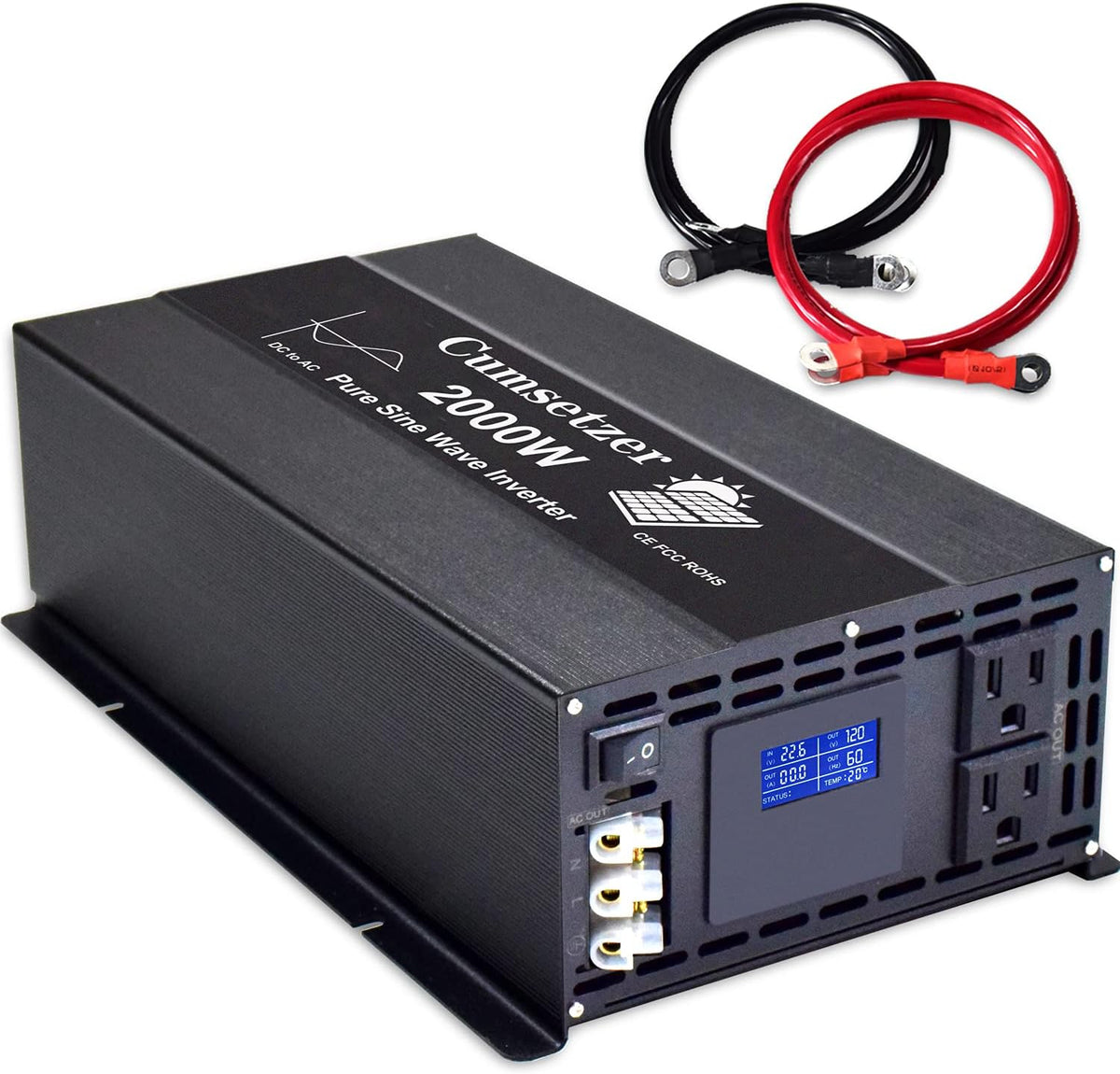 3000w 24v Pure Sine Wave Power Inverter with Dual US Outlet and LCD Display T457
