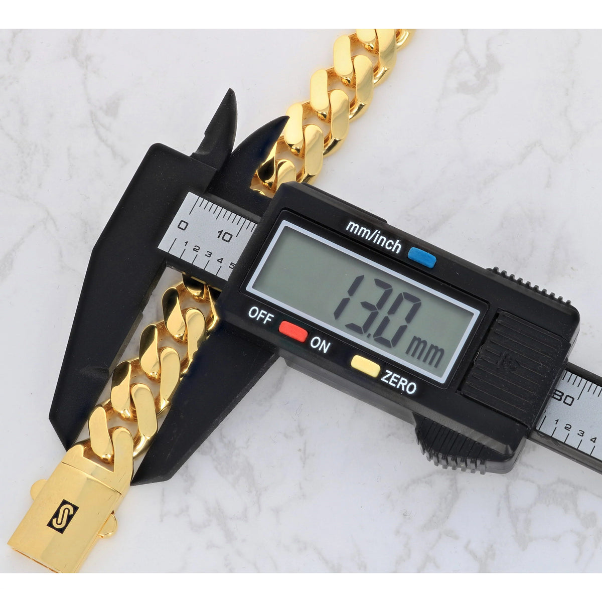 14k Yellow Gold 13mm Cuban Link Chain Necklace S9753