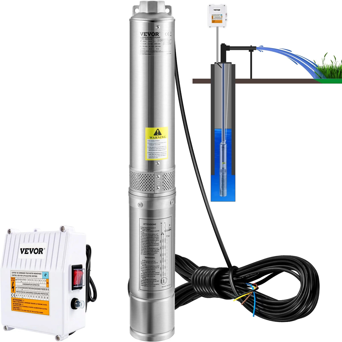 2HP 230V Stainless Steel Deep Well Submersible Pump N79441