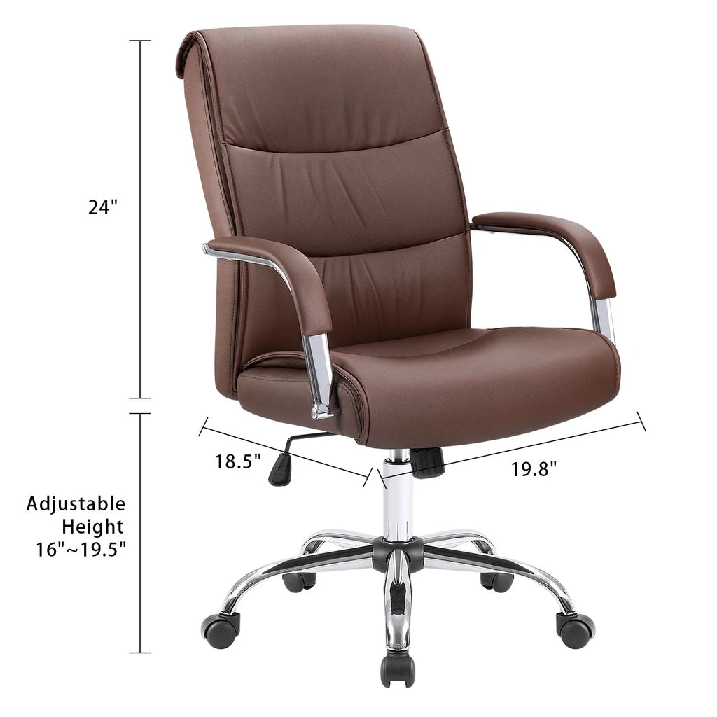 Brown Faux Leather Ergonomic Office Chair F594
