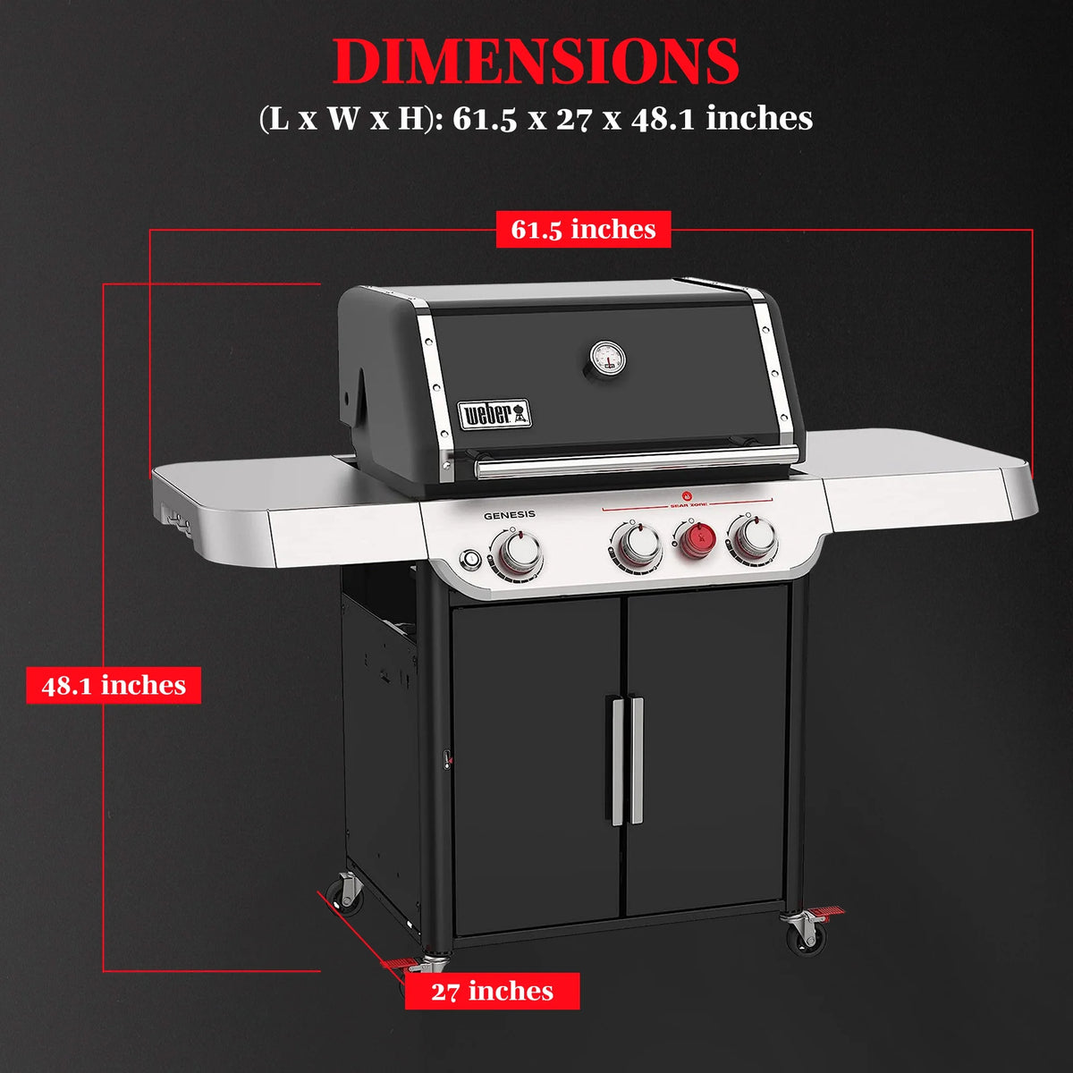 3-Burner Propane Gas Grill in Black N476430
