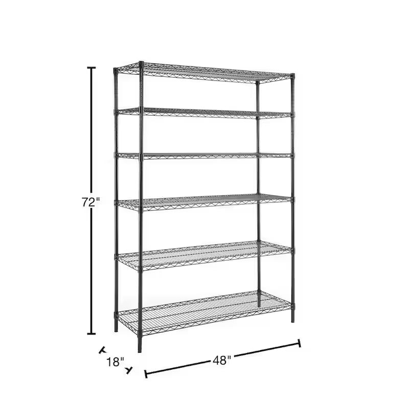 Black 6-Tier Steel Wire Shelving Unit G775866