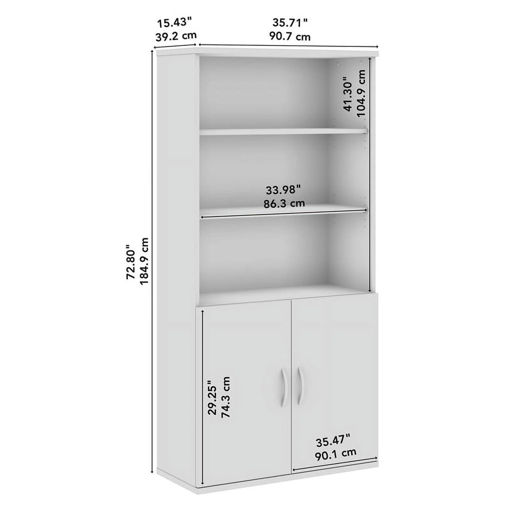 Tall 5 Shelf Bookcase with Doors Engineered Wood Y790