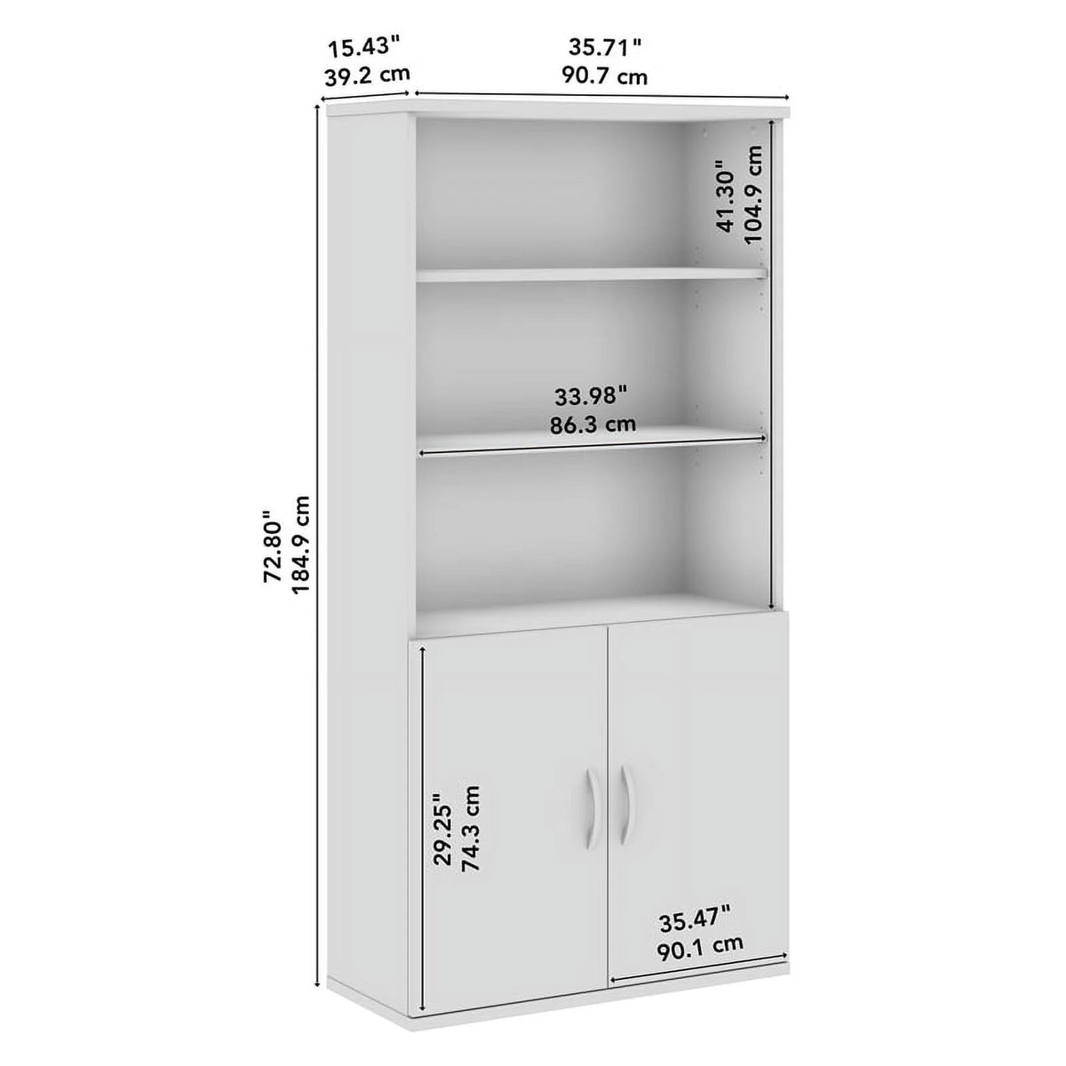 Tall 5 Shelf Bookcase with Doors Engineered Wood Y790