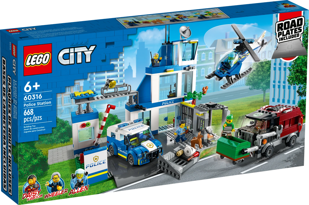 Police Station with Van, Garbage Truck & Helicopter Toy I49102