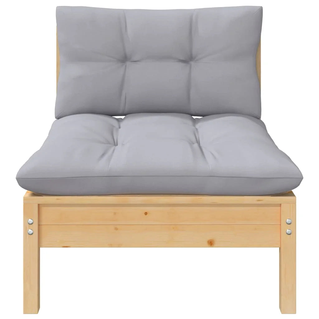 Gray Cushions Solid Pinewood Patio Sofa E255022