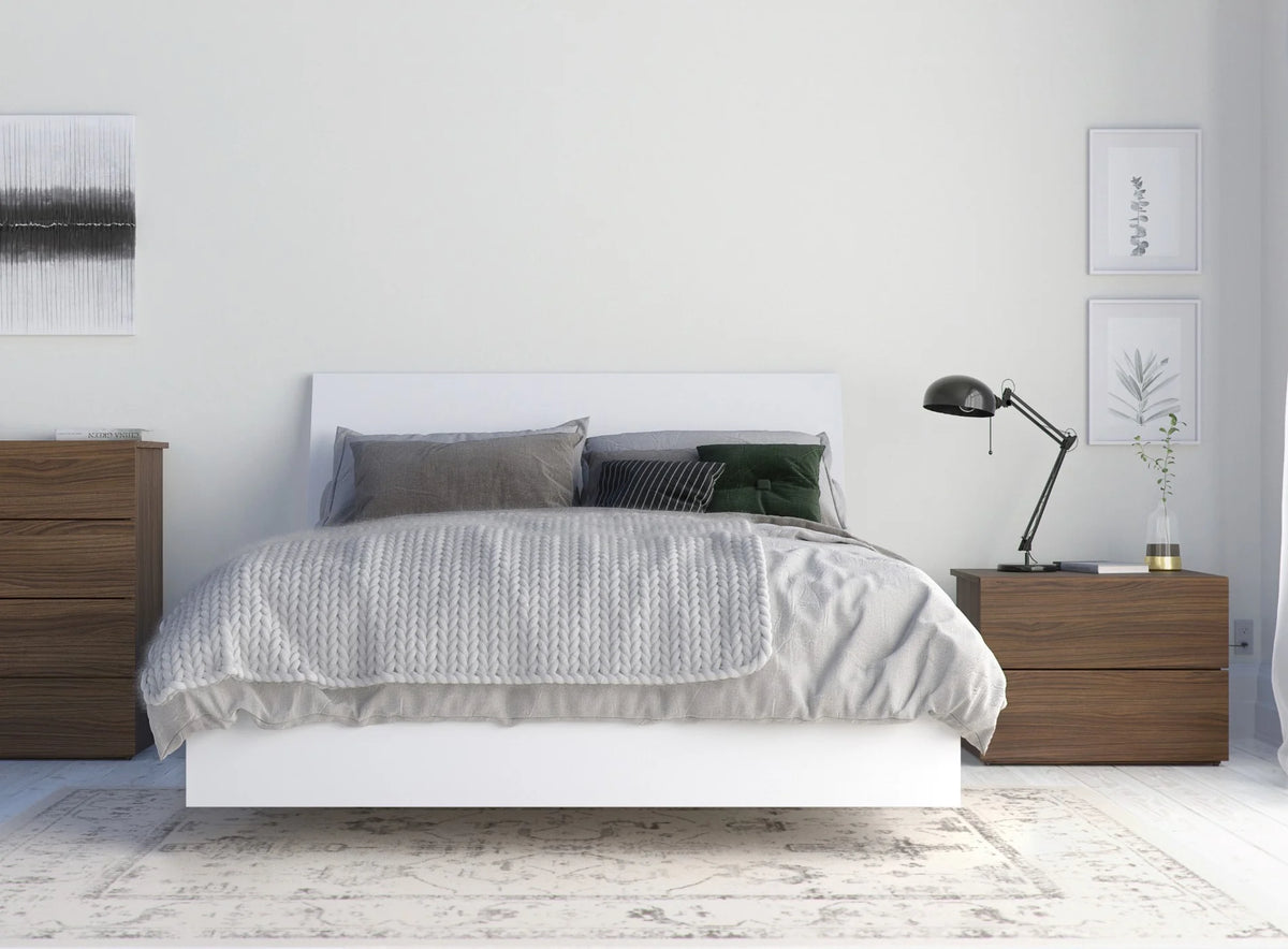 3 Piece Full Size Bedroom Set Walnut and White F1369