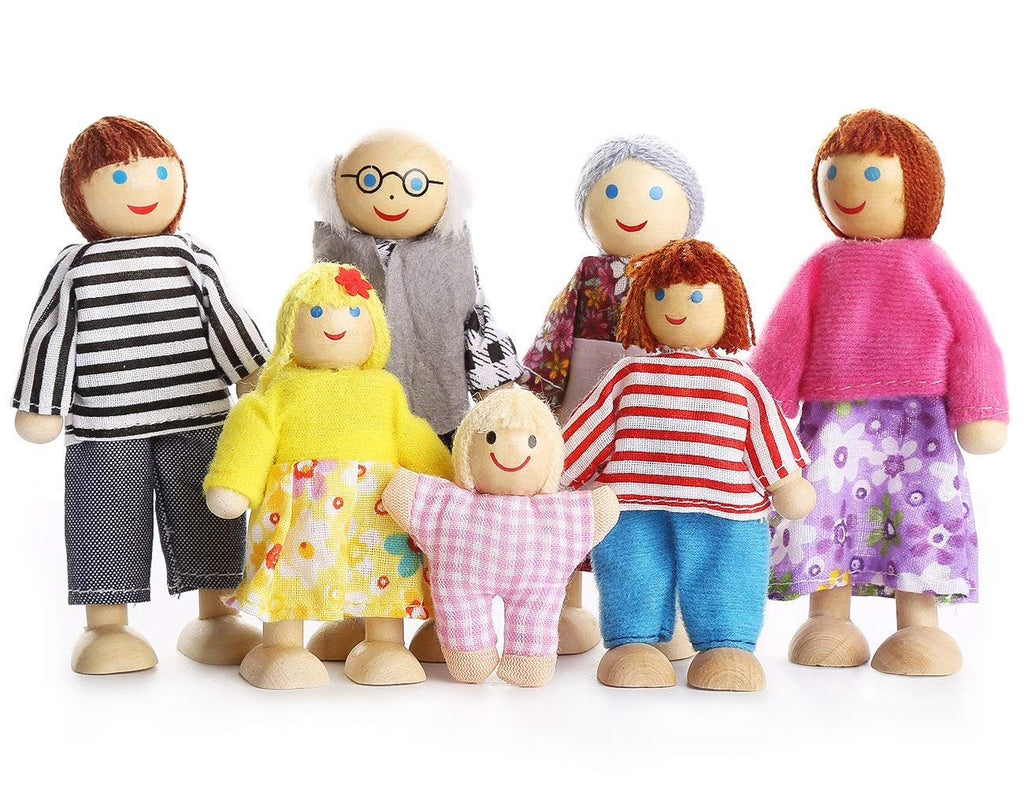 Wooden Dolls Playset Set of 7-Piece N92363