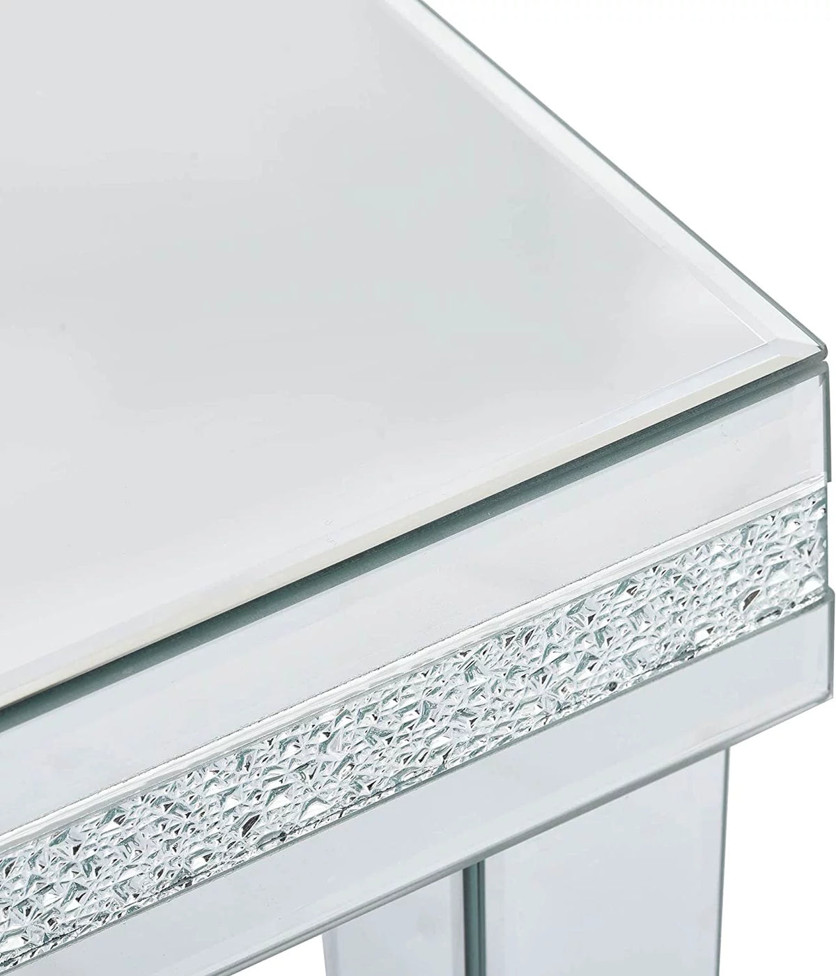 Glass Mirror Corner Table with Adjustable Height Legs N185923