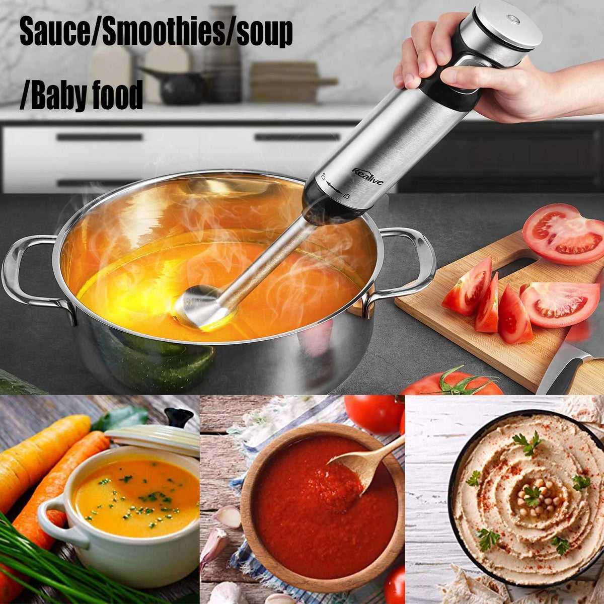 12-Speed Hand Blender with 20oz Portable Bottle R3690