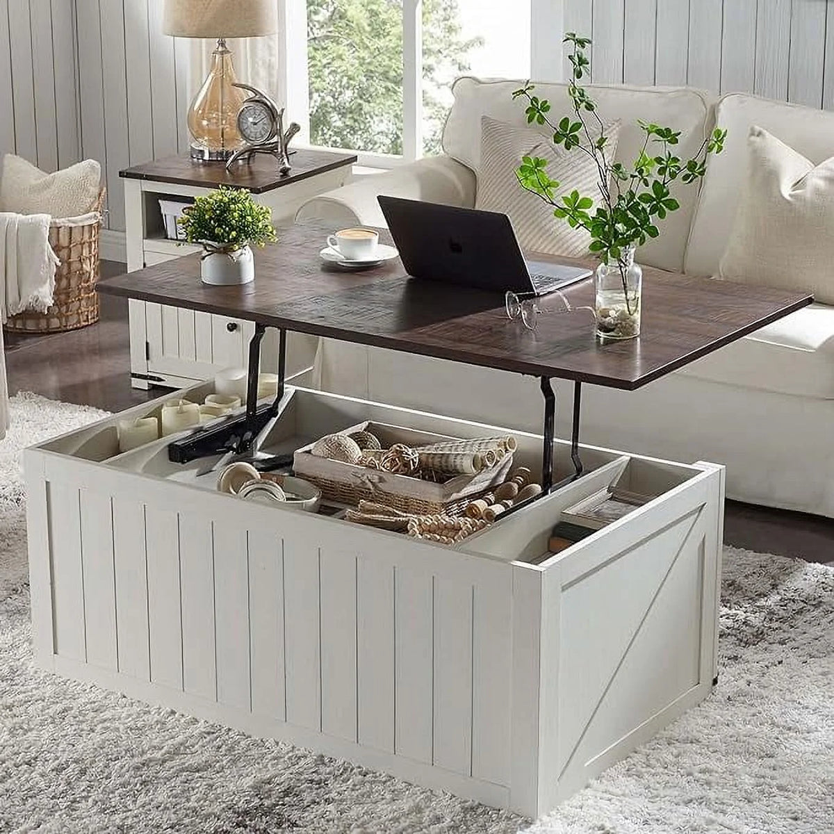White Lift Top Coffee Table with Storage T10260