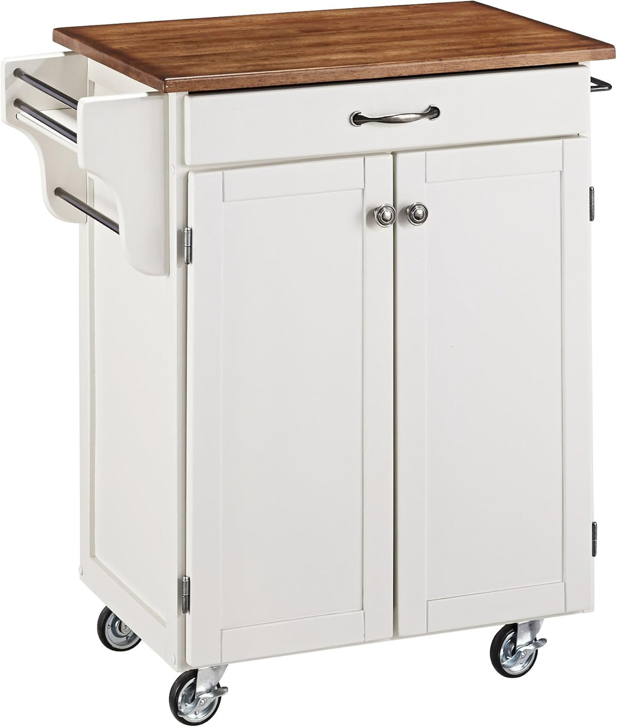 Cherry 2 Door Cabinet Kitchen Cart with Oak Top S210