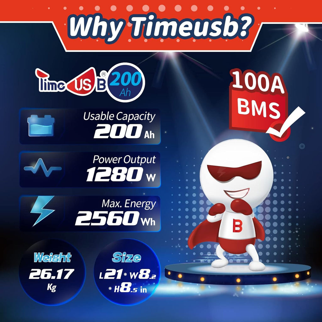12V 200Ah Lithium Iron Phosphate Battery with 100A BMS, 2.56kWh J229837