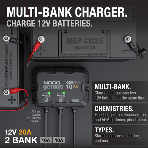 2-Bank 20A 12V Onboard Battery Charger Q3870