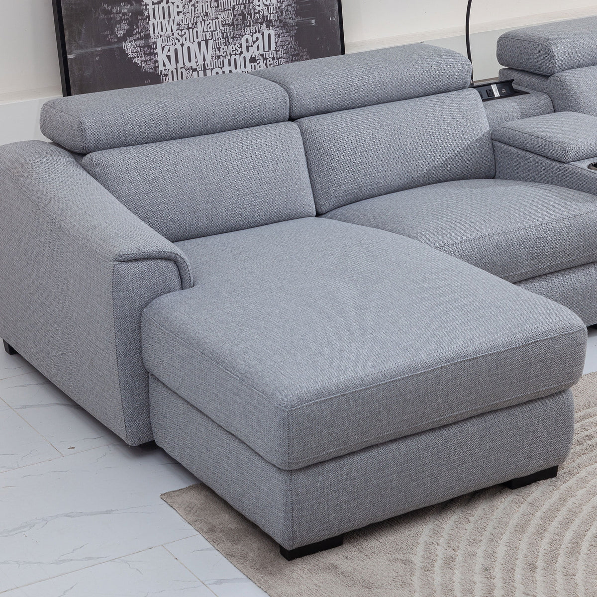 Light Grey 6 Pc Reclining Sectional with Left Hand Facing Chaise H40763