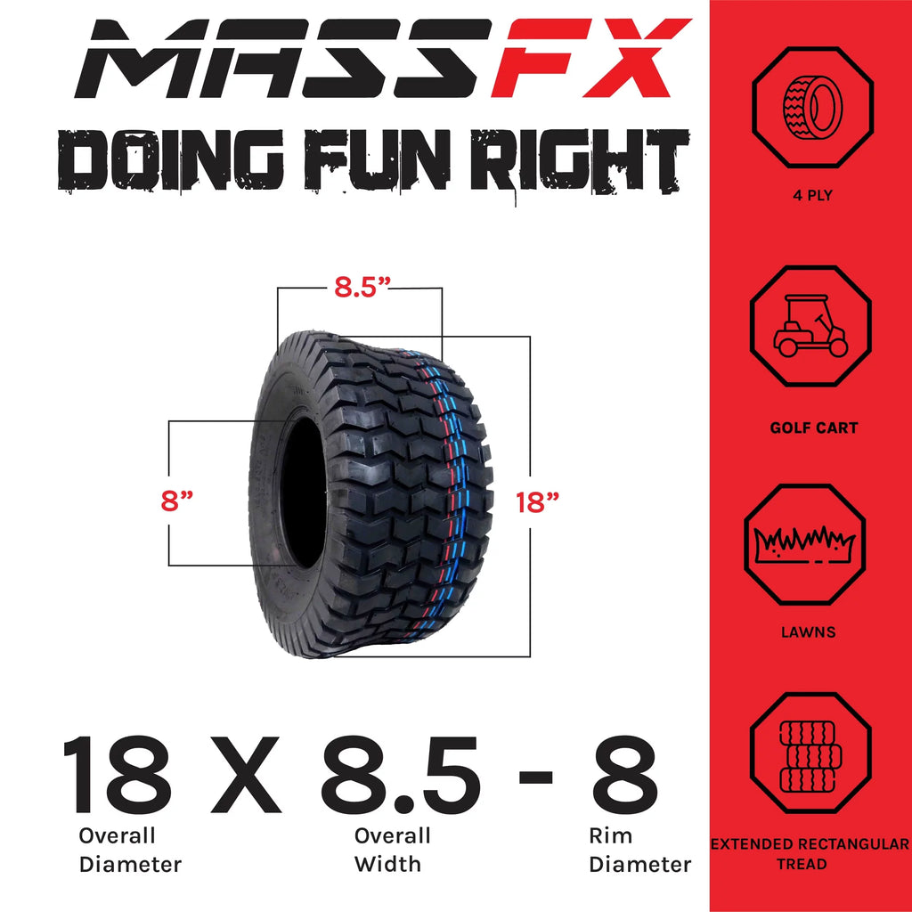 18x8.5-8 4 Ply Turf Tires 4 Pack P165