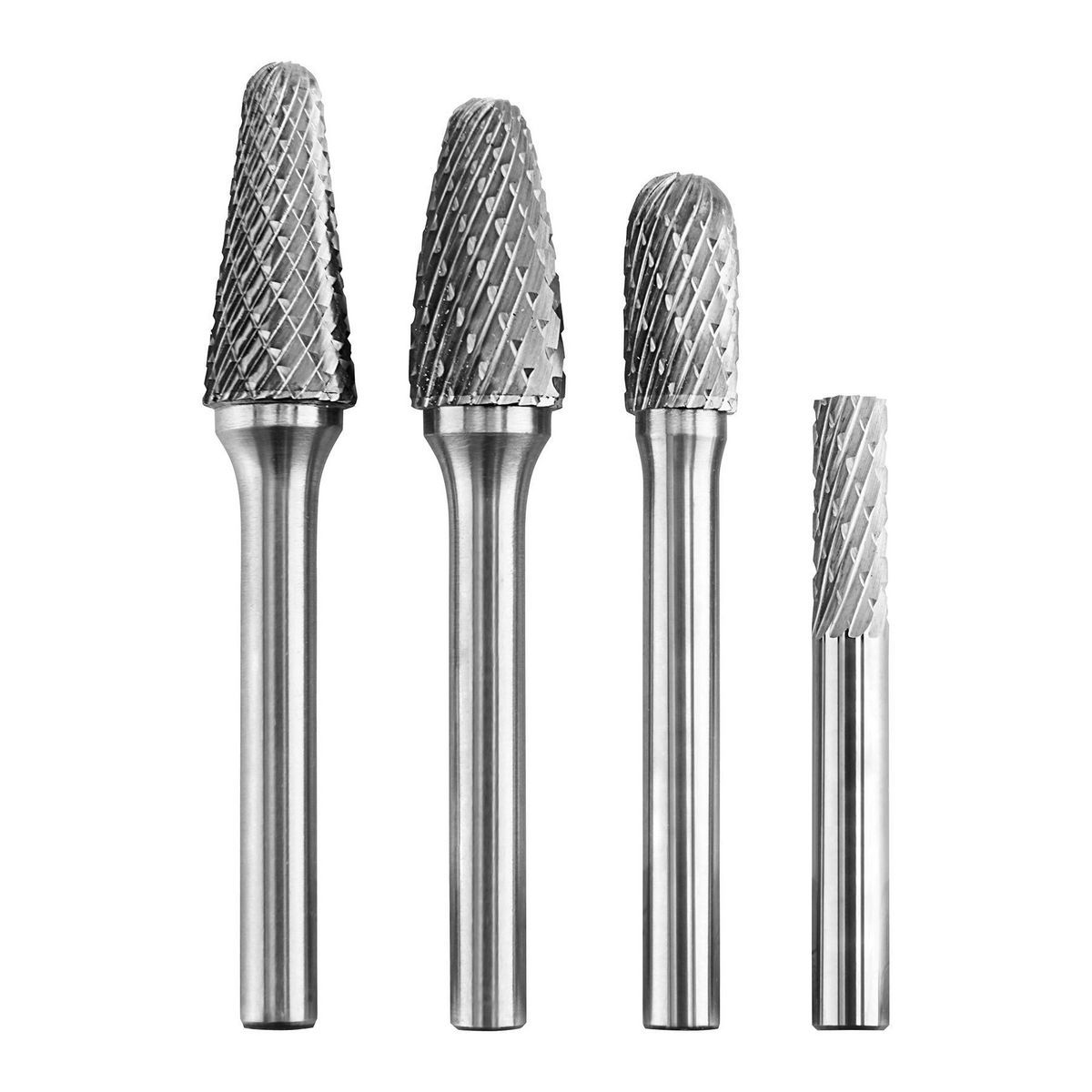 2 in. Double-Cut Solid Carbide Burrs, 4-Piece N704