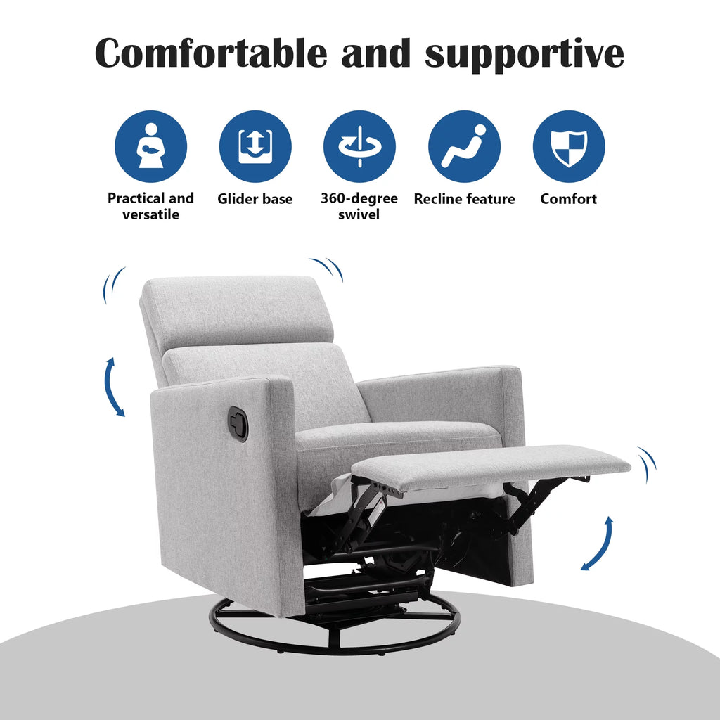 Gray Upholstered Swivel Recliner Chair P67016