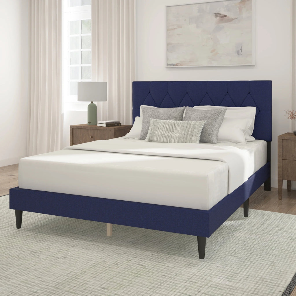 Gray Diamond Tufted Upholstered Queen Platform Bed W734