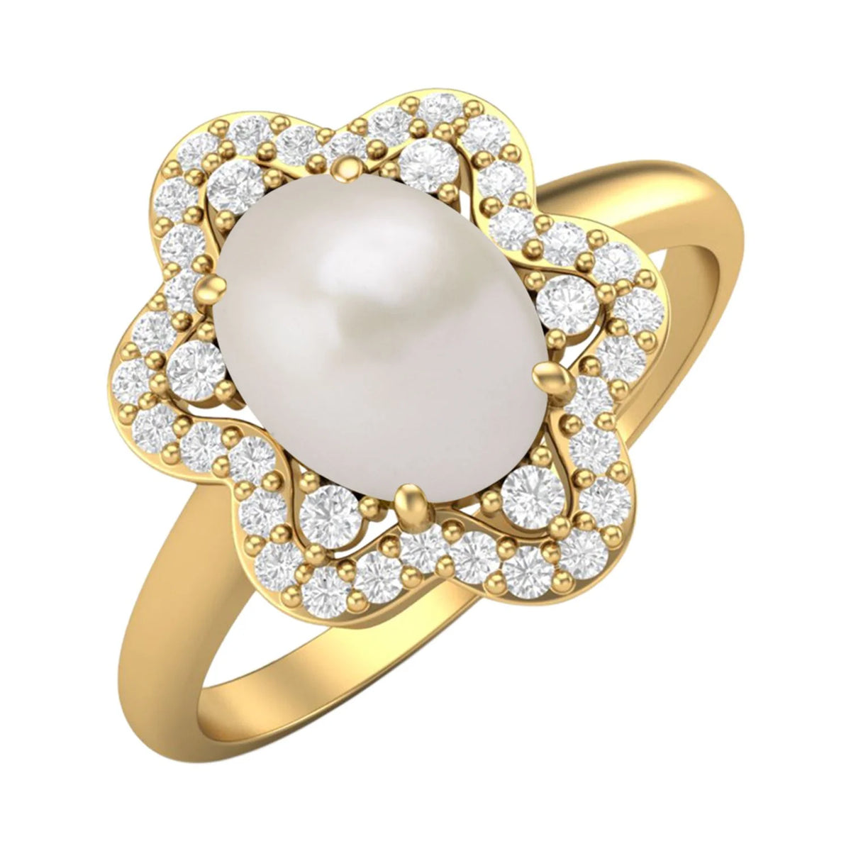10K Gold Oval Pearl Ring Z24118