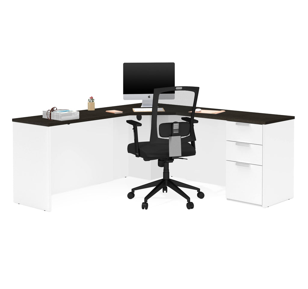 Deep Grey White Corner Desk R30392
