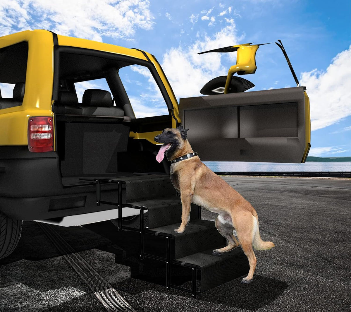 Folding Dog Ramp for Large Dogs with Non-Slip Surface W987439