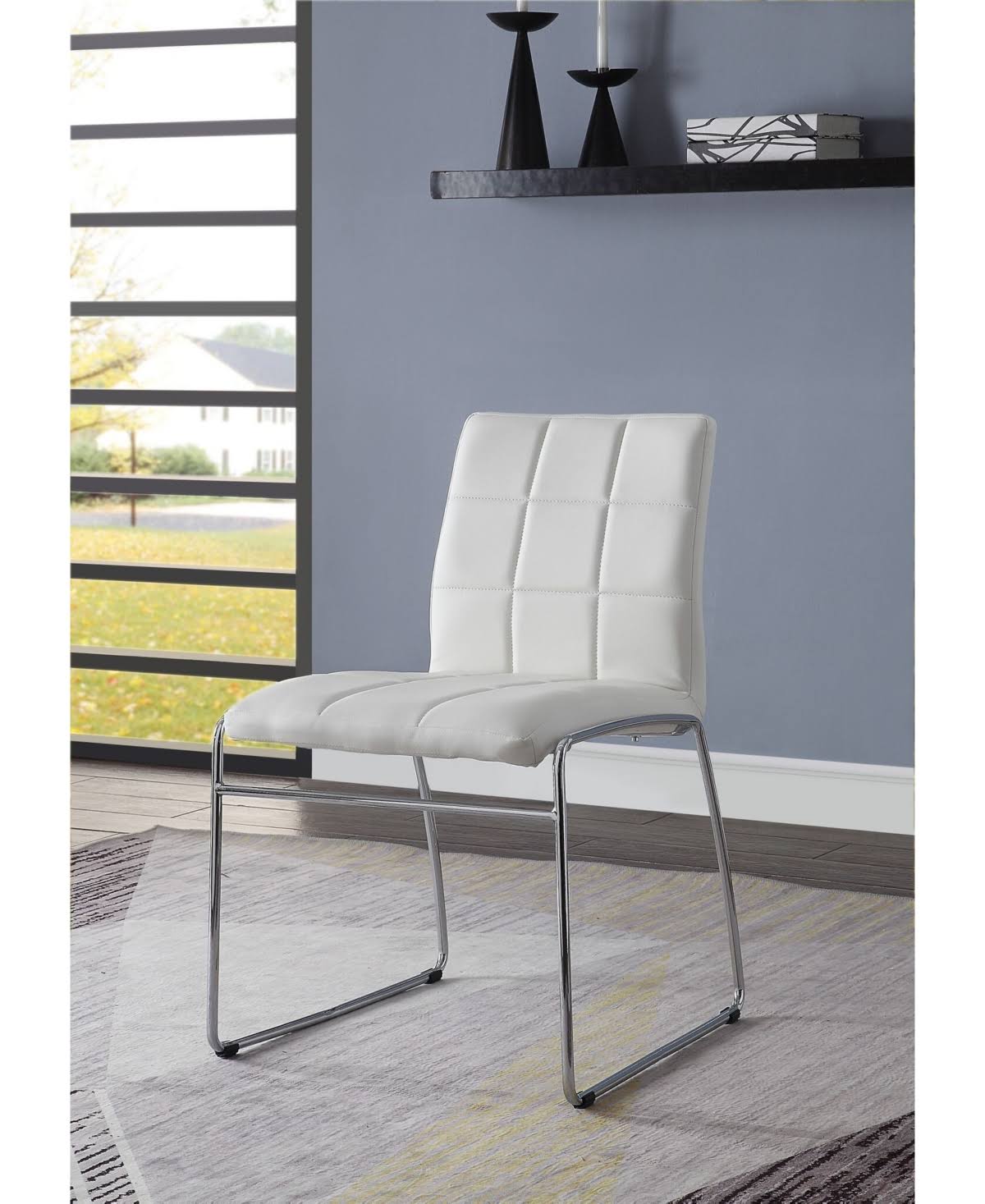 White PU Chrome Side Chair (Set of 2) U39120