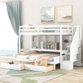 Twin XL Over Full Wood Bunk Bed with Storage Shelves and Drawers S18770