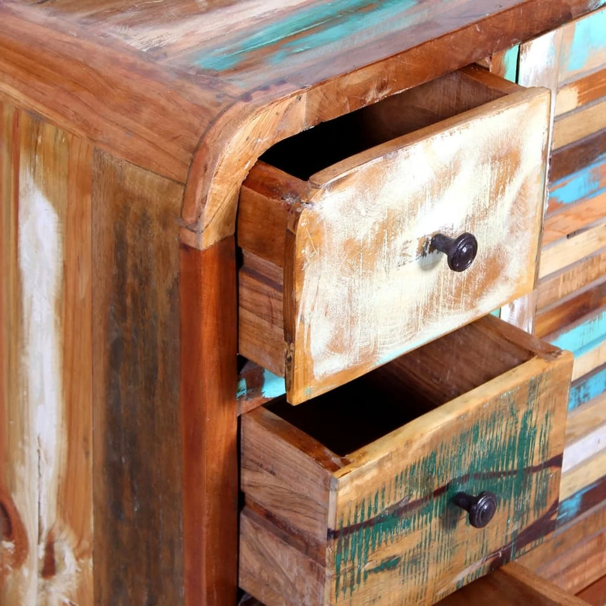 Sideboard Cupboard Cabinet with a Door and 3 Drawers Solid Reclaimed Wood C90683