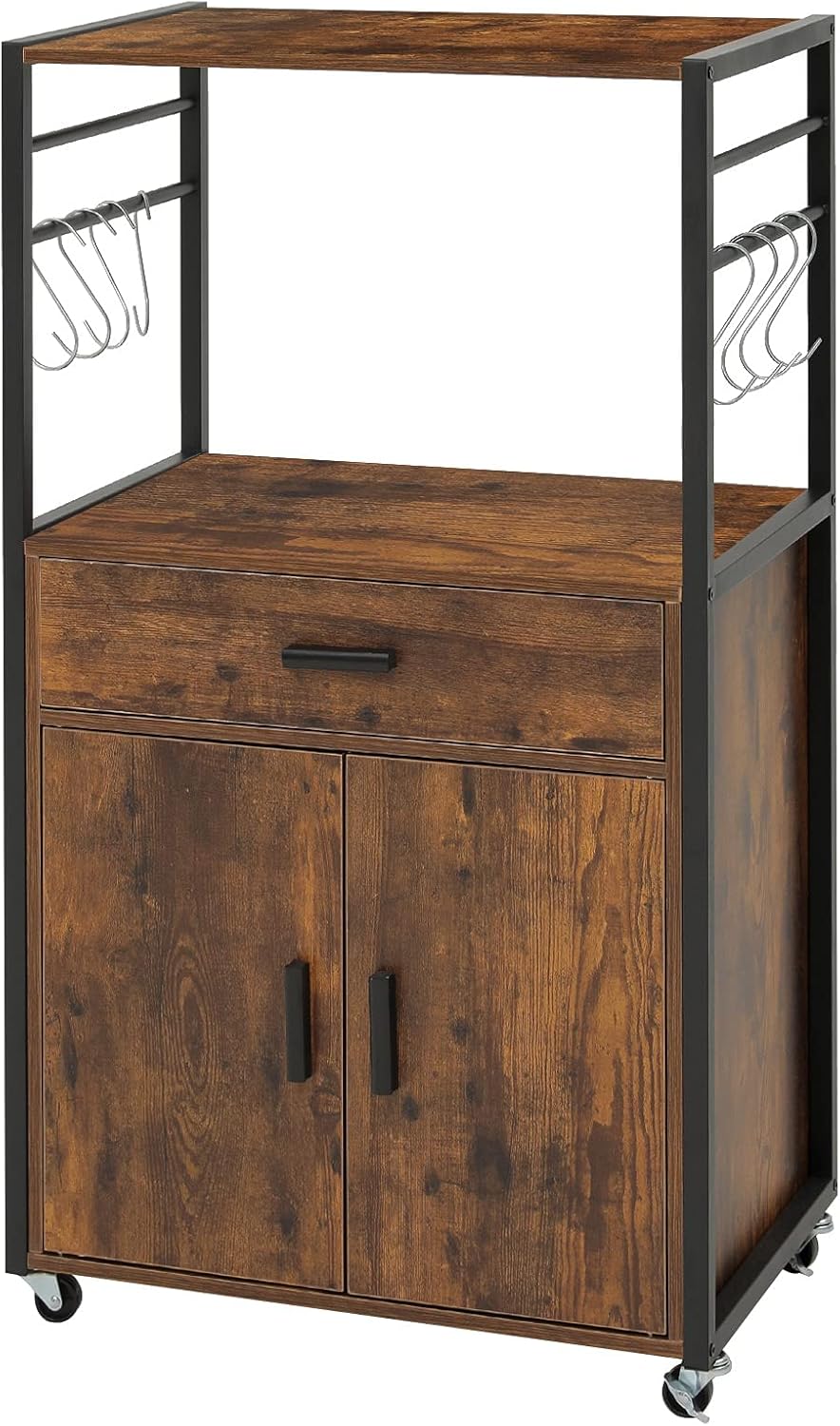 Rustic Brown Rolling Kitchen Island Cart with Drawer Z88275
