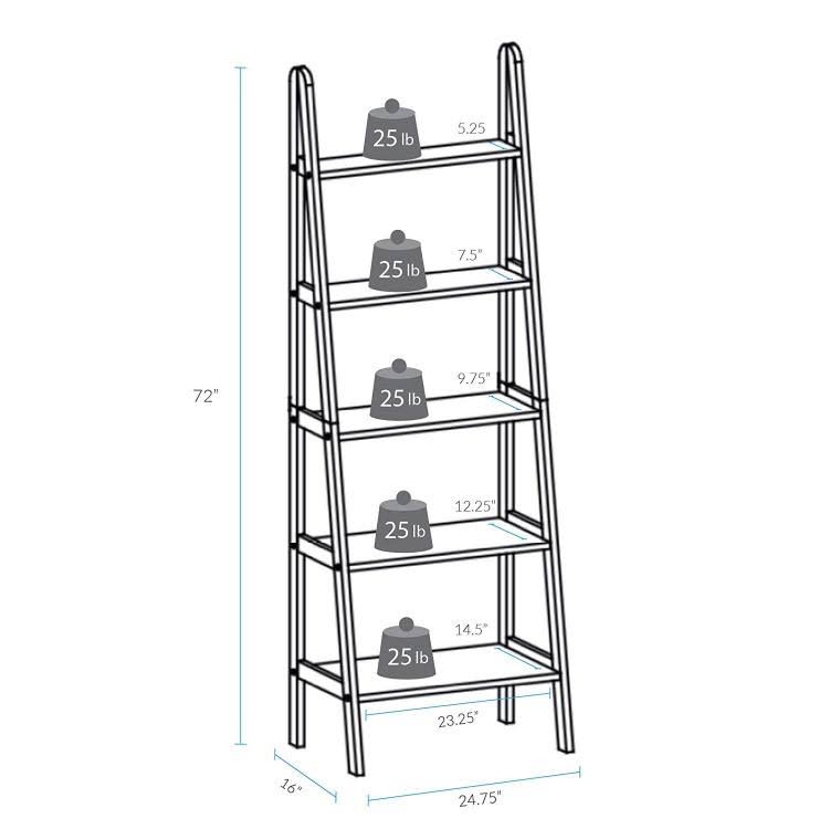 5 Shelf Ladder Bookcase Espresso Q63771