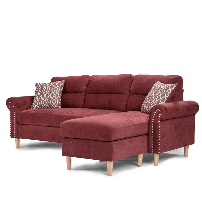 Red Polyfiber Reversible Sectional Sofa Set W32011