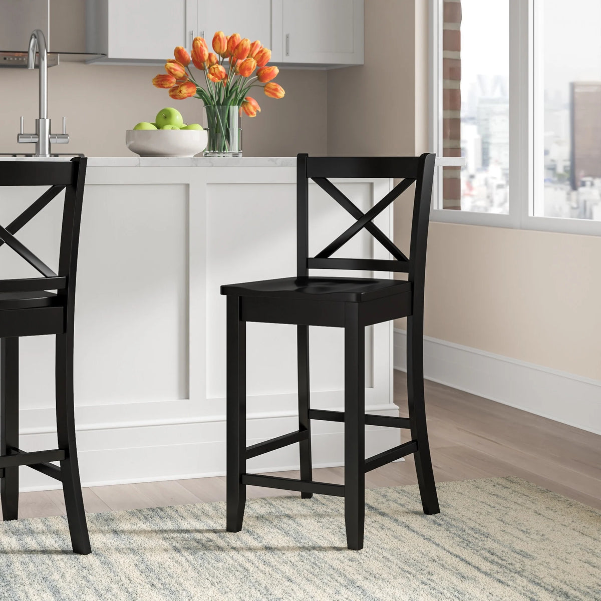 Black Wood 24-Inch Counter Stool V50307
