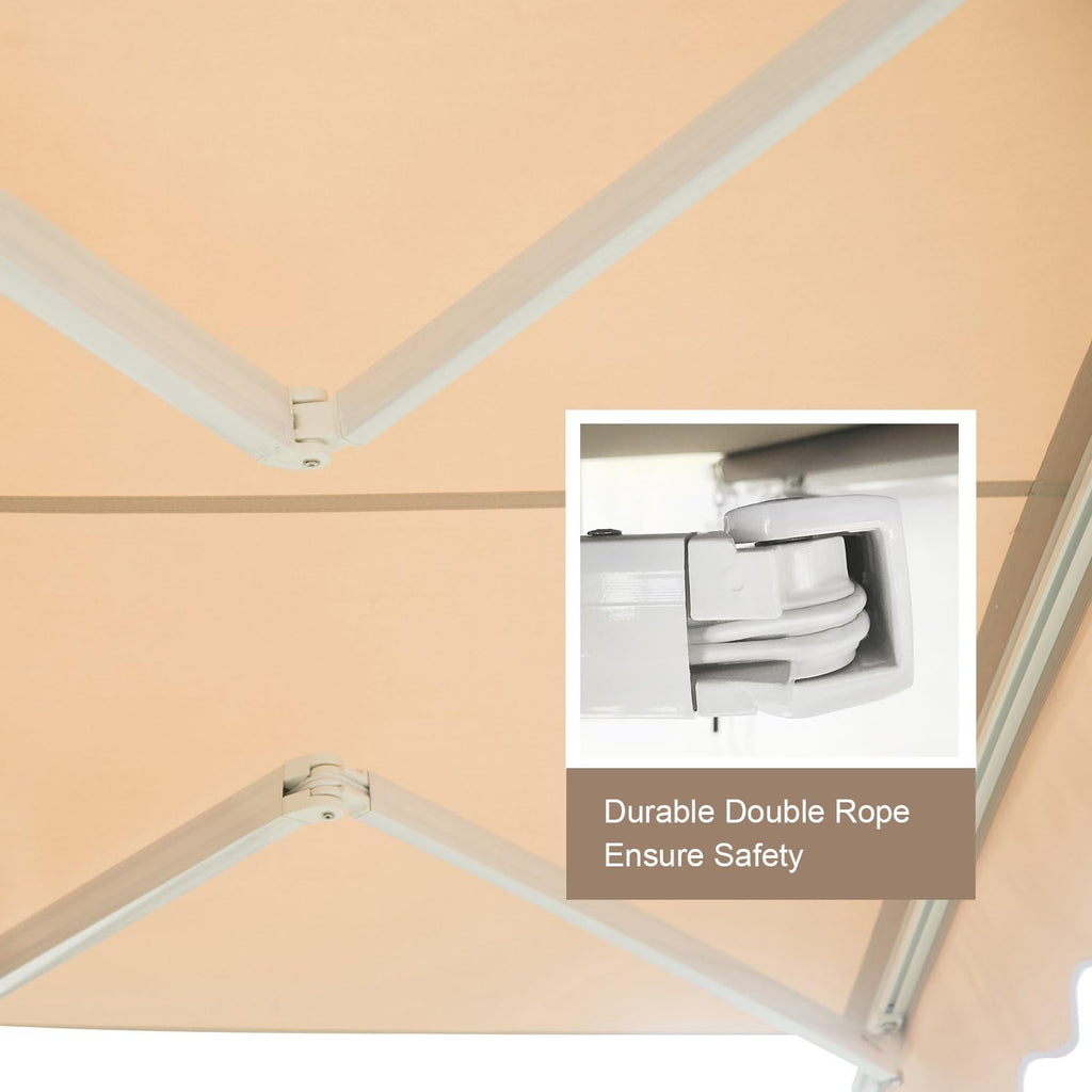 Retractable 12'x10' Beige Patio Awning Canopy H332