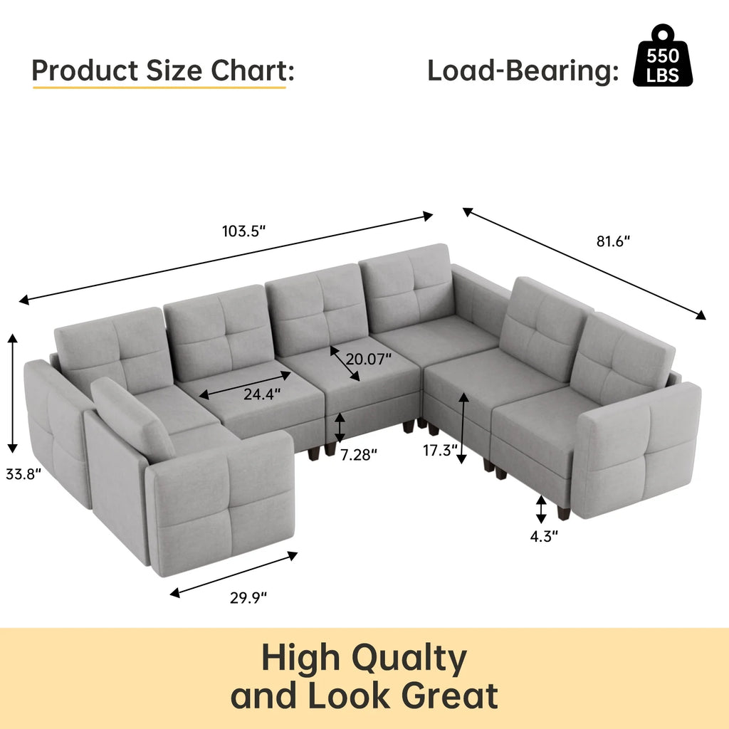 Gray Modular Sectional Sofa with Storage M496299
