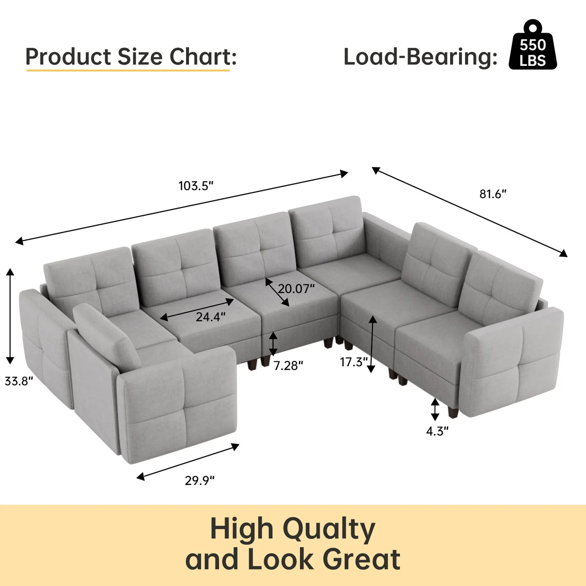 Gray Modular Sectional Sofa with Storage M496299