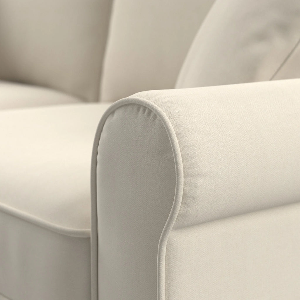 Cream Herringbone U Shaped Sectional Couch R9868