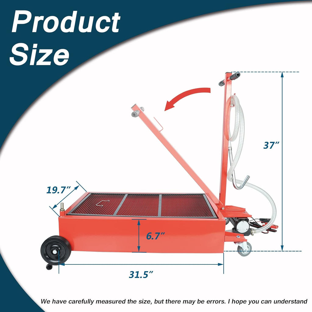 Low Profile Oil Drain Pan 17 Gallon Portable with 12V DC Centrifugal Electric Pump and 7 FT Hose A541549