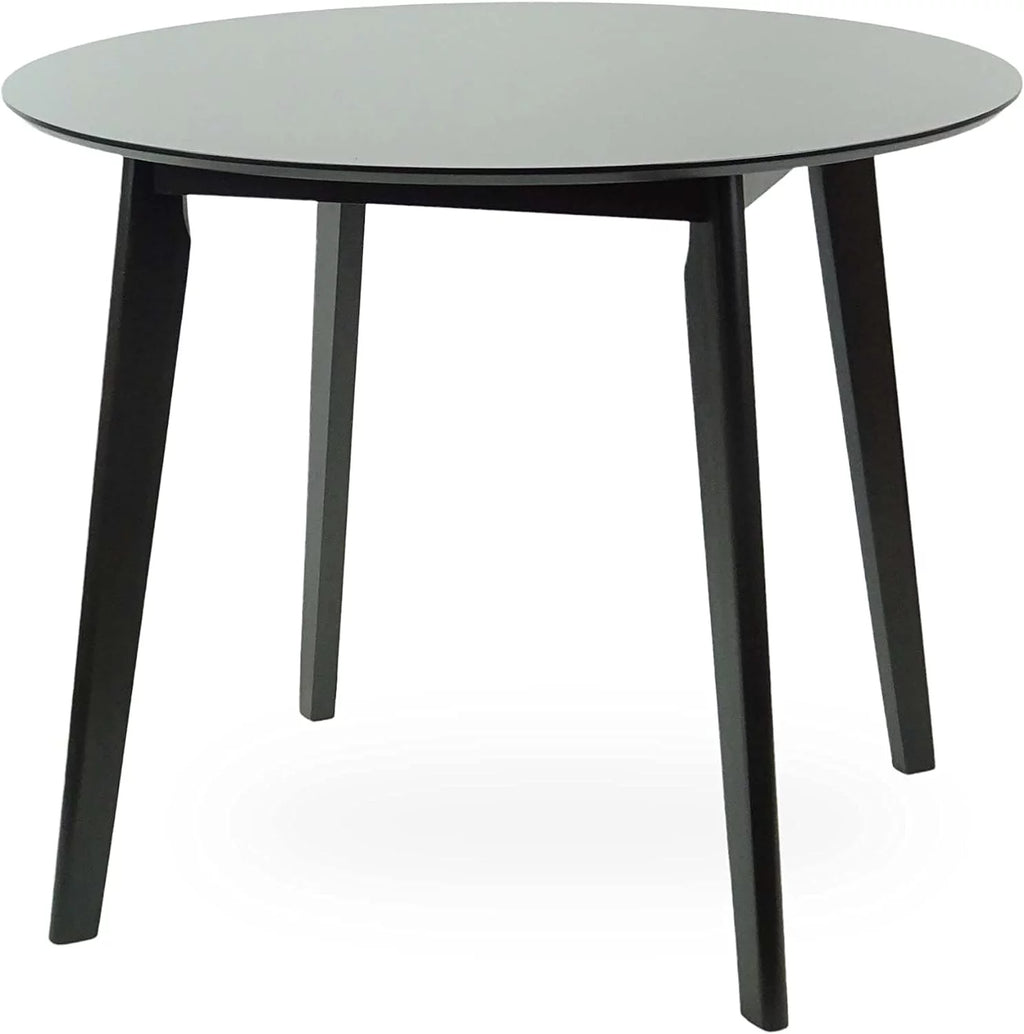 Set Of 3 Round Dining Table And 2 Side Chairs Solid Wood Padded Seat W322