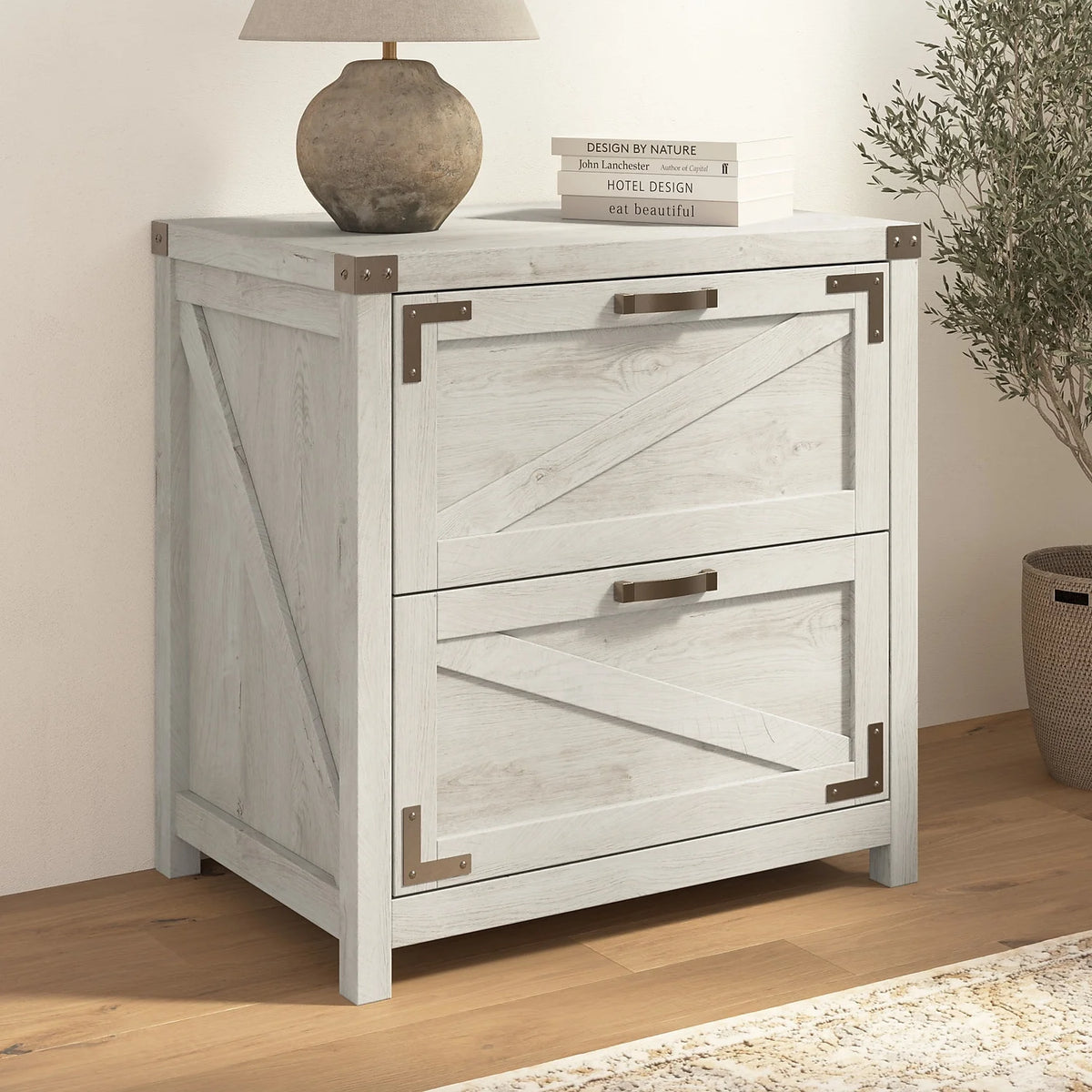 White 2 Drawer Lateral File Cabinet J395044