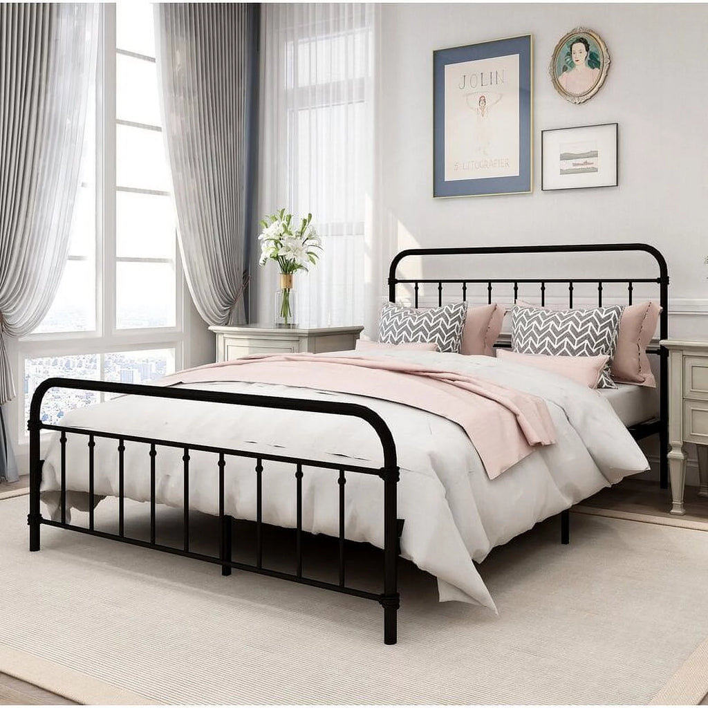 Metal Twin Bed Frame with Headboard and Footboard V395
