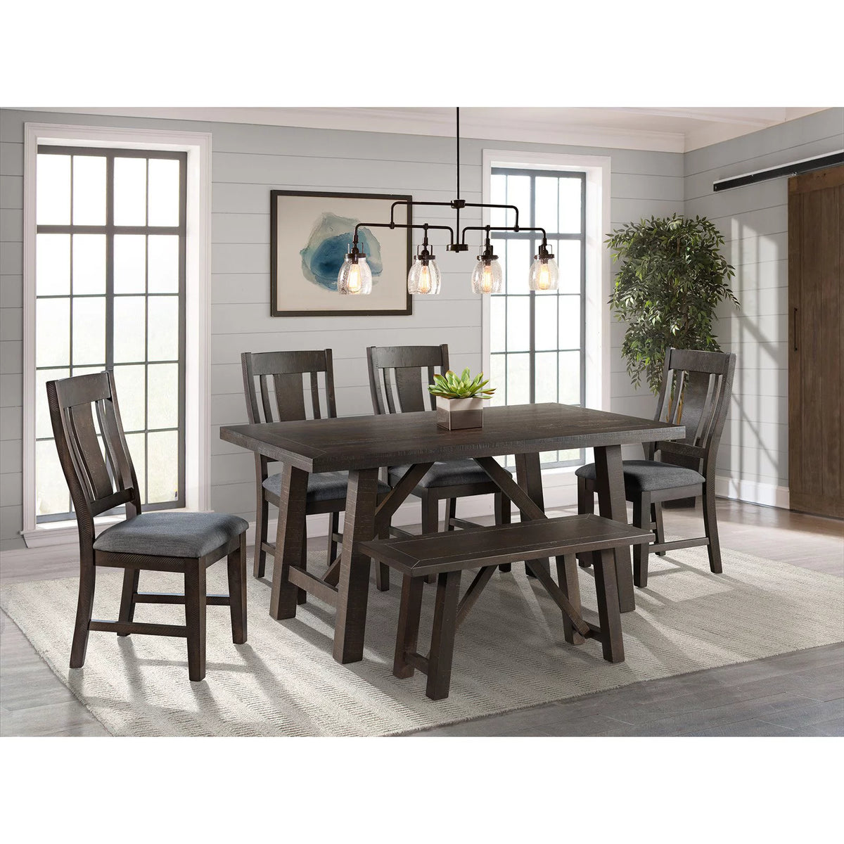 Rustic Gray Dining Bench R5376