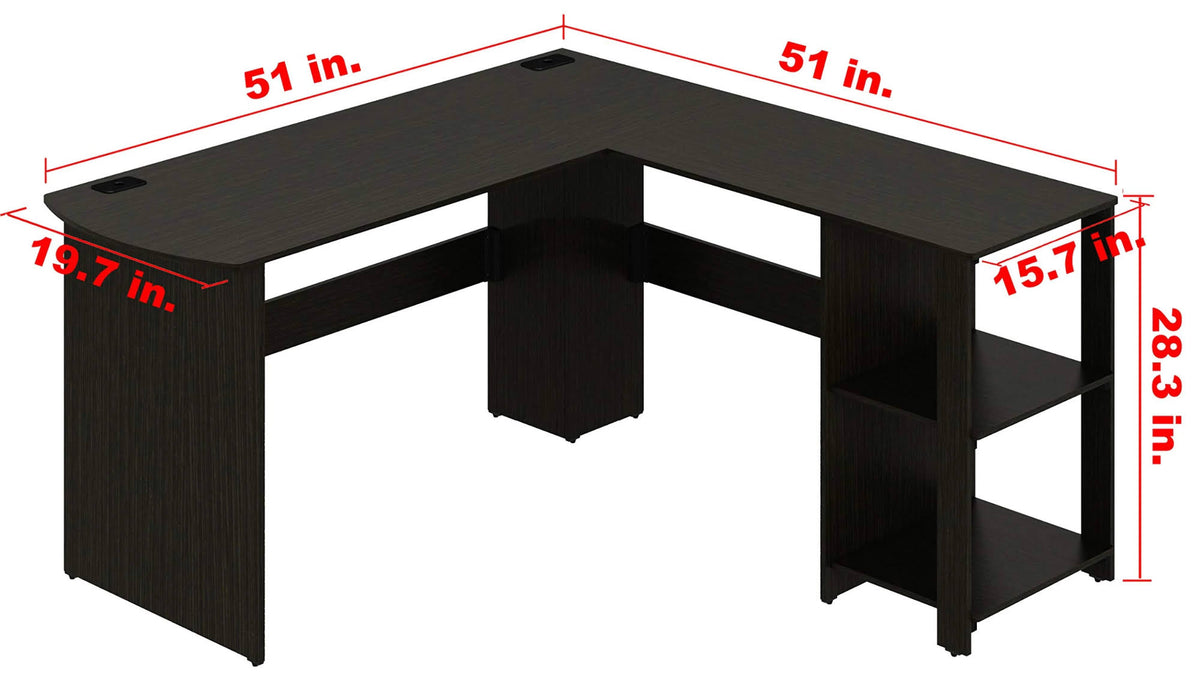 Espresso L-Shaped Wood Corner Desk C4508